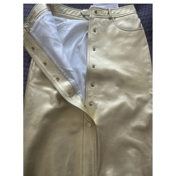 SANDRO Gold Metallic Snap Button Front Skirt - Picture 7 of 8